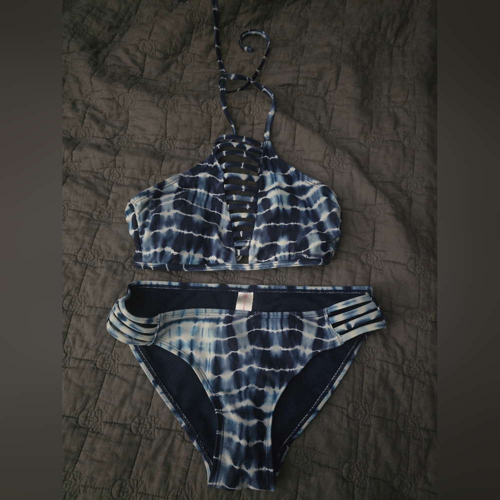 No Boundaries Navy Tie-Dye Bikini Set
